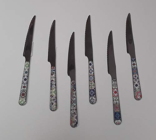 Emporio Zani Set COLTELLI Bistecca MAIOLICA POLICROMA
