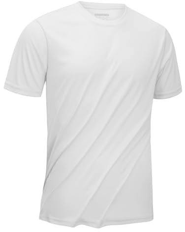 KEFITEVD T-Shirts Men UK Moisture Wicking Short Sleeve Breathable Quick Dry Gym Swimming Tops Tee for Summer,White,S