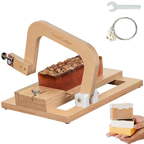Coupe - savon en bois, outil de coupe en acier inoxydable réglable en ligne pour le pain savonneux à la main bougie fromage bricolage outil de fabrication (Wooden-01)