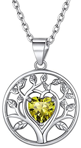 ChicSilver Tree of Life Pendant August Birthstone Necklace 925 Sterling Silver Anniversary Wedding Jewelry for Women