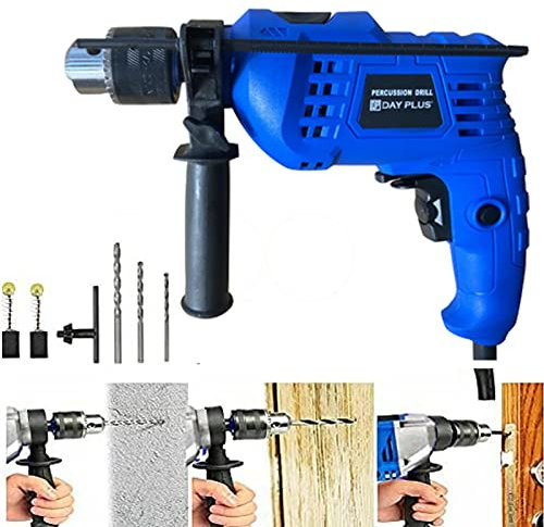 Electric Corded Impact Drill 850W Hammer Drill Variable Speed 0-3000 RPM Hammer and Drill 2-in-1 Function with Rotating Handle Drilling for Concrete, Wood, Steel, Stones, Glass