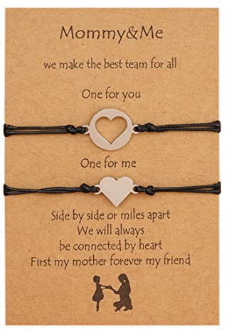 Teegxddy 2PCS Bracelet réglable-Meilleur ami, mère et fille, Bracelet d'amitié-Cadeau de la Saint-Valentin-Cœur d'amour
