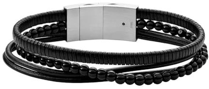 Fossil Armband Für Männer Vintage Casual, L: 180mm - 195mm B: 15.8mm Schwarzes Lederarmband, JF03993040