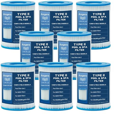 Aoyern Filtro Misura 2 per 58383 Filtro, cartucce filtranti Misura II per Flowclear (8 Pezzi)