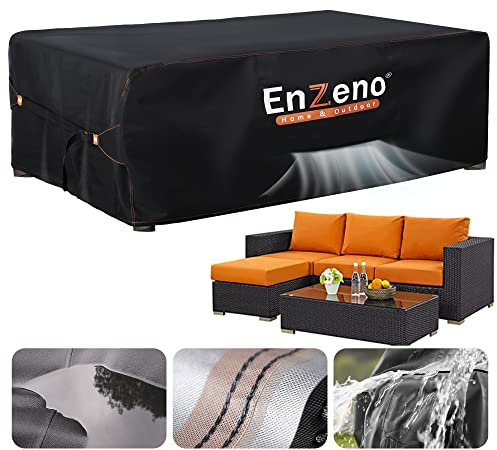 Outdoor Garden Furniture Covers Waterproof with Air Vent, 242*182cm, Patio Furniture Cover for outside Rectangle/Rectangular Table and Chair Set, rattan furniture set,Heavy Duty Oxford Fabric