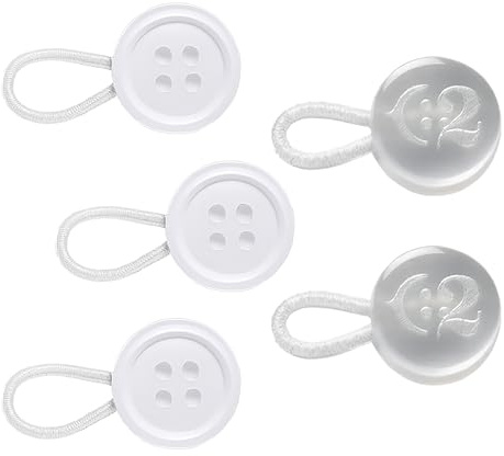 C2 5Pcs Shirt Button Extenders - White - S/M/L - 16L