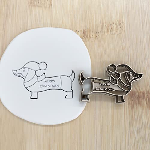 Merry Christmas Dackel cookie cutter Fondant Keksstempel/Ausstechform keksausstecher PLA ca.8cm