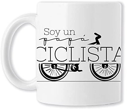 BAOBAB REGALOS Padres (Soy un PAPÁ CICLISTA - Taza original para regalar con frase y dibujo bicicleta DÍA DEL PADRE. Cerámica blanca)