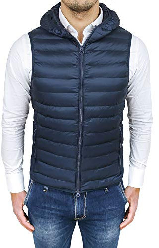 Evoga Piumino smanicato uomo Slim Fit Gilet giubbotto con Cappuccio