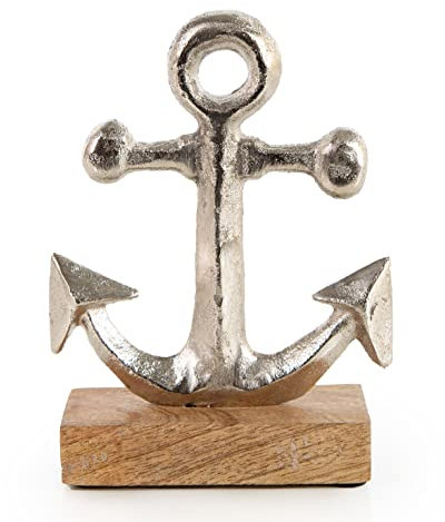 Logbuch-Verlag Anker Dekofigur Silber braun Metallanker zum Hinstellen nautische Deko 16 cm Geschenk Abschied