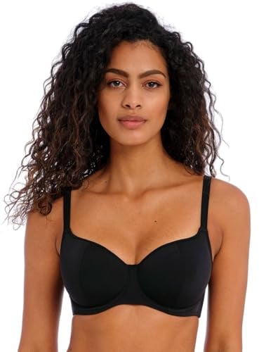 Freya Women's Standard Jewel Cove Underwire Sweetheart Bikini Top, Plain Black, 30H US