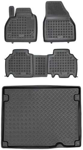 MOTOS Juego de alfombrillas de goma para coche y alfombrilla de PE para maletero adecuado para Renault Kangoo II 2008-2021 Mejora la comodidad de tus viajes con la alfombrilla antideslizante para coch