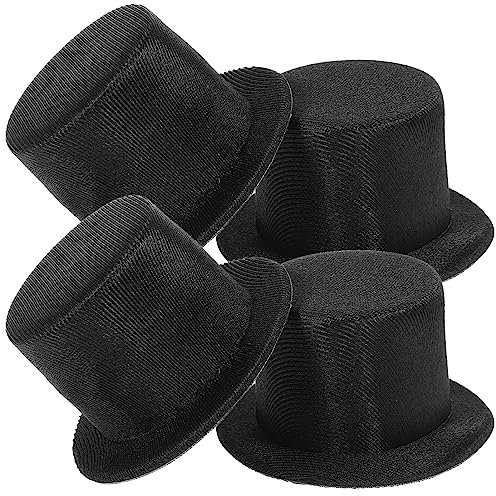 PATKAW Mini Black Top Hat, 4Pcs Mini Top Hat Snowman Hats Cap Miniature Formal Costume Hats for Snowman Decorating Christmas Party Crafts DIY Supplies