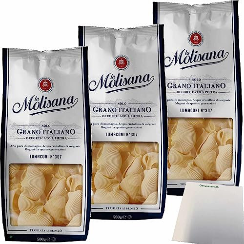 La Molisana Nudeln Lumaconi No.307 (3x500g Packung) + usy Block