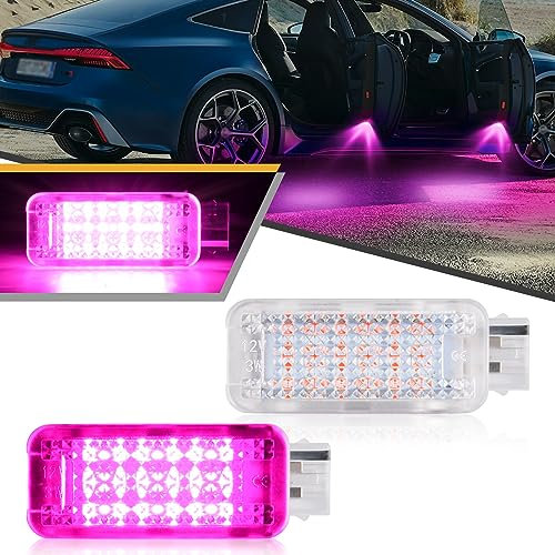 OZ-LAMPE LED Courtesy Light, Pink Car Led Interior Light for Audi A2 A3 A4 A5 A6 A7 A8 S3 S4 S5 S6 S8 RS4 RS6 R8 Q5 Q7 TT 2D Roadster, Door Welcome Light with 18 SMD LEDs