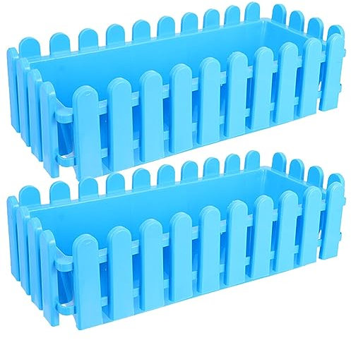 Yardwe 2 Stück Rechteckige Fensterkästen Pflanzgefäße Lange Fensterbank-Pflanzkasten Kunststoff-Gemüse-Blumen-Pflanzgefäß Mit Drainagelöchern Für Balkon Fensterbank Garten Blau