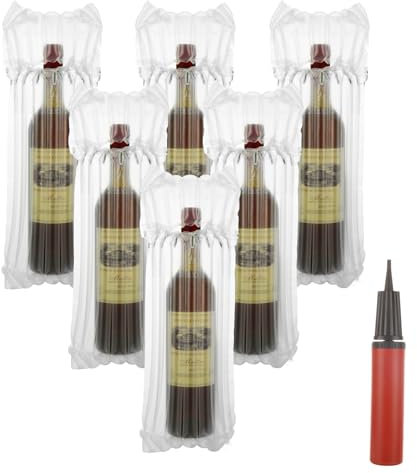 APACALI 50 Pack Wine Bottle Protector, Wine Bottle Packaging, Air Column Cushion Wine Bottle Bags with 1 Pump, Wine Bottle Protectors for Travel, Safe Packaging