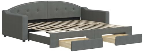 vidaXL Tagesbett Ausziehbar mit Schubladen Dunkelgrau 90x200 cm Stoff