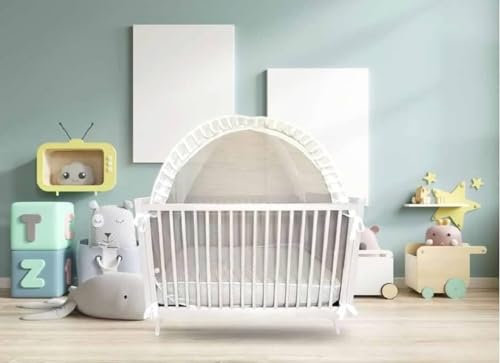 Dream8teen Gitter-Abdeckung für Kinderbett, zum Klettern von Babys, Moskitonetz für Kinderbett, Grau