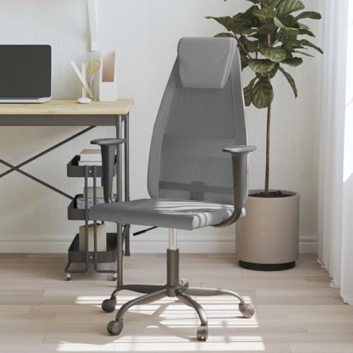 LAPOOH Bürostuhl Grau Netz und Kunstleder, Drehstuhl, Schreibtisch Stuhl, Büro Stuhl, Computerstuhl, Arbeitsstuhl, Gaming Stuhl 353024