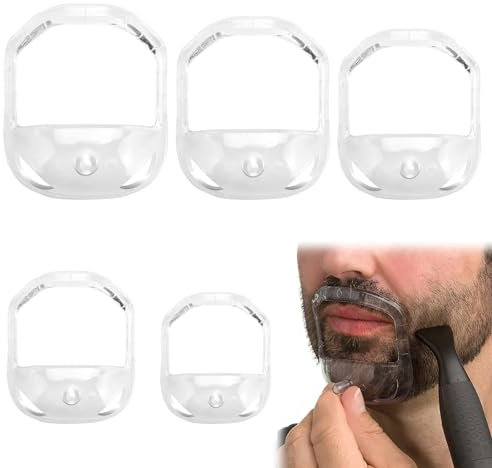 5 Stück Bart Shaping Werkzeug Bartformer Schablone Transparent Bart Former Goatee Rasierschablone Schnurrbart Styling Vorlage für Herren die Konturierung des Bartes, 5 Verschiedenen Größen