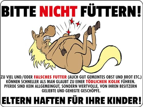 Ontrada Holzschild 30x40cm Pferd Bitte nicht füttern Eltern haften Holz Schild