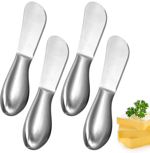 Kinberry Butter Knife - 4Pack Stainless Steel Butter Spreader Knife Multi-Function Butter Knives with Ergonomic Handle Dishwasher Safe for Cheese Condiment Pastry Kitchen Gadgets Easy to Clean