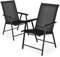 TANGZON Folding Garden Dining Chairs Set of 2/4, Foldable Outdoor Armchairs with High Back & Armrests, Portable Bistro Patio Chairs for Lawn Backyard Balcony Camping (2PCS, Black Frame, Black)