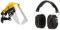 Oregon - Visière de Protection Ajustable en Polycarbonate, Protection du Front & 3M Casque Antibruit Pliable 90563E, protection auditive confortable recommandée pour des niveaux de bruit compris