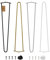 Moria Hairpin Leg 4 Stück | Möbelfüße, Tischbeine von 10 bis 80 cm | für Schrank, Hocker, Nachttisch, Couchtisch | Tischfüße mit Bodenschoner und Schrauben | 71 cm - 2 Streben (Metall, Gold)