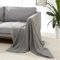 Amazon Basics Plaid de chambre décoratif polyester Couverture jetée de canapé, 127 x 152 cm, Gris Foncé Et Chevrons Gris Clair