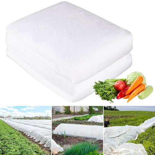 2x10 M Tessuto Non Tessuto per Piante, 2 Pezzi Telo Piante Inverno, Telo Copri Piante Inverno, Telo per Piante Antigelo, Teli Protettivi per Piante, Proteggere Fiori e Ortaggi da Freddo, Gelo e Vento