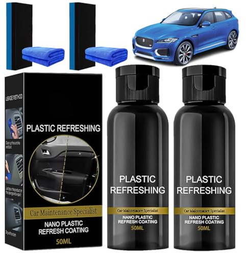 phxdance Plastic Refreshing Auto（50ml*2 – Premium Auto Innenraum Reiniger & Autos Kunststoff Auffrischer, Auto-Plastikteile-Renovierungsmittel gegen Kratzer, Kunststoffteile Kristalline Beschichtung