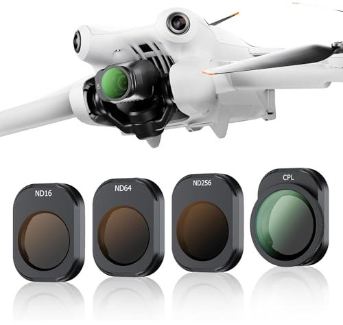 JJC ND- und CPL-Filter-Set, kompatibel mit DJI Mini 4 Pro, 4 Stück, CPL ND16 ND64 ND256 Polarisationsfilter-Sets mit Wischtuch, kompatibel mit DJI Mini 4 Pro Drohnenobjektiv-Zubehör