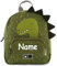 Elefantasie Personalisierter Kinderrucksack von Trixie mit Name für Kindergarten und Kita optional mit Trinkflasche Motiv Dino grün (Rucksack)