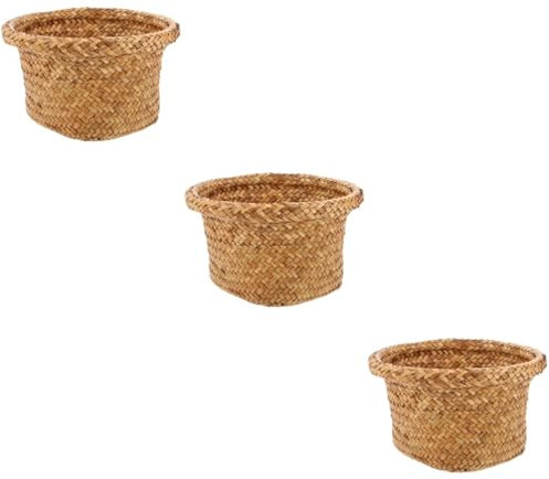 Mipcase Lot De 3 Paniers À Fleurs Décoratifs Tissés À La Main Taille Pour Le Rangement Du Linge