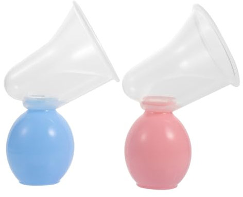 VICASKY Portable Breastfeeding Sucker Set 2pcs Manual Breastmilk Pump (Pink Blue) for Nursing Mothers Easy to Use Compact Design for On-The-go
