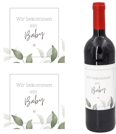 MilaBoo® Flaschenetikett in 11 x 11 cm für Sekt, Wein oder weitere Flaschen – Weinetiketten Made in Germany (Baby)