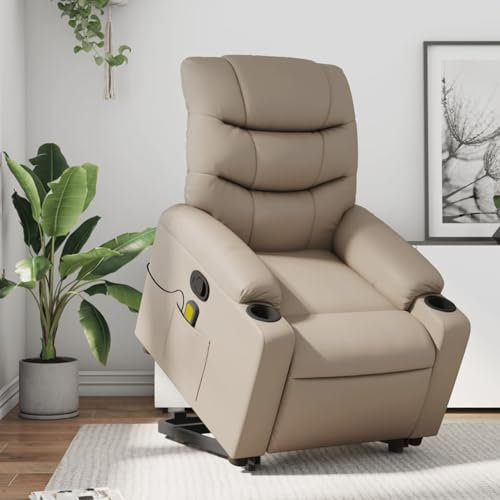 IKAYAA Massagesessel Kunstleder TV Sessel mit Aufstehhilfe Fernsehsessel mit Liegefunktion Verstellbar Massagefunktion Liegesessel Relaxsessel Aufstehsessel