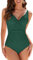 WIN.MAX Costumi da Bagno Interi per Donna Scollo a V Costume Intero Donna con Controllo della Pancia Monokini con arricciature, per Coppe da D a G (Verde Turchese, EU40)