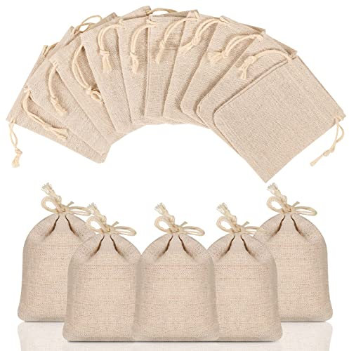 ALTcompluser 24 Stück Jutesäckchen Klein Jutebeutel 10 x 12 cm Leinensäckchen Sackleinen Taschen mit Kordelzug Jutesack Geschenksäckchen Geschenktüten für Hochzeit, Party, Schmuck