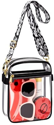 MAY TREE Transparente Tasche für Stadionveranstaltungen, transparente Geldbörse mit abnehmbarem Riemen, transparente Tasche für Sportveranstaltungen, Arbeit, Konzert und Festival, Kuhgurt