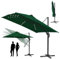 ISOISL Sombrilla 300 x 300 cm,sombrilla grande de jardín giratoria e inclinable,Parasol de terraza, protección UV50 para jardín o comedor al aire (Solares LED Sombrilla-Verde, 300 x 300 cm)