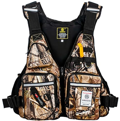 ZTMHRG Schwimmweste Für Erwachsene, Schwimmhilfe Verstellbar Mit Kreuzgurt Sicherheitsschwimmweste Multifunktions Rettungsweste Zum Meeresangeln Driften Schnorcheln(Camouflage)