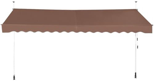 RELAX4LIFE Tenda da Sole per Esterno con Morsetto senza Forare, Telaio Telescopico, Telo Anti-UV, Altezza e Inclinazione Regolabile, Ideale per Balcone e Terrazzo (Marrone, 400x175cm)