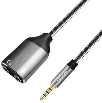 Oluote Adaptador Jack Micro y Auriculares, Cable Splitter Divisor Micrófono y Audio Cable Divisor de Audio Micrófono 3.5mm TRRS Macho a 2 Hembra para PS4,Xbox One,Laptop,Teléfonos,Headset,PC (3m)