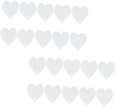 LIFKOME 20Pcs Stainless Steel Heart-Shaped Adhesive Hooks Wall Mounts for Home Organization Self-Stick Buckles for Bags Towels Keys Wood Tile Smooth Surfaces