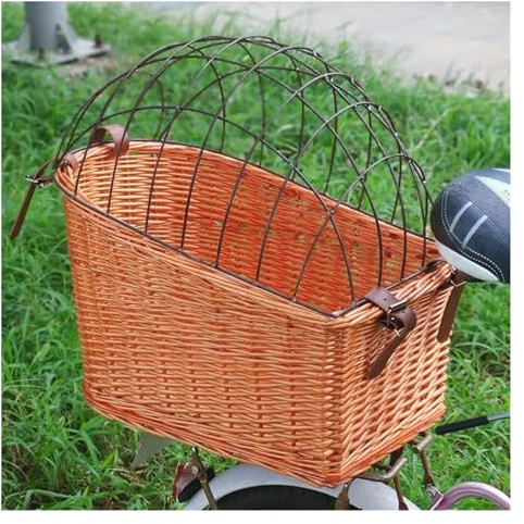 Fahrrad-Haustierkorb, Aufbewahrungskorb Mit Eisenabdeckung, Hunde- Und Katzenkorb, Fahrrad-hinterer Gewebter Korb, Fahrradzubehör(1)