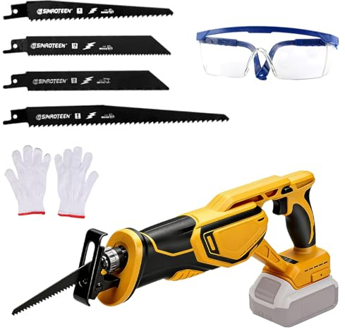 Cordless Reciprocating Saw for Dewalt 20V,3500 SPM Brushless Wood Saw 4 BLD | Safety Gloves & Goggles,Electric Recip Saw for Wood Metal Plastic Cutting Tool Free Blade Change (No Battery)