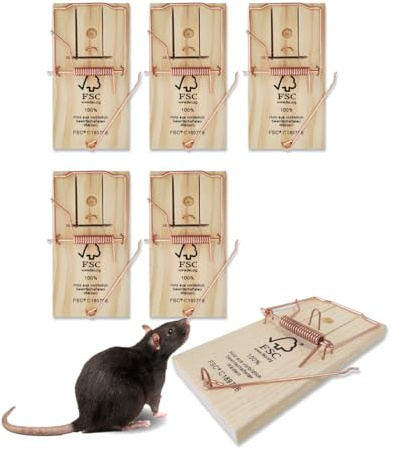 Protect Home Rattenfalle Classic, Klassische Schlagfallen aus Holz zur effektiven und giftfreien Rattenbekämpfung, Multipack 6 Stück